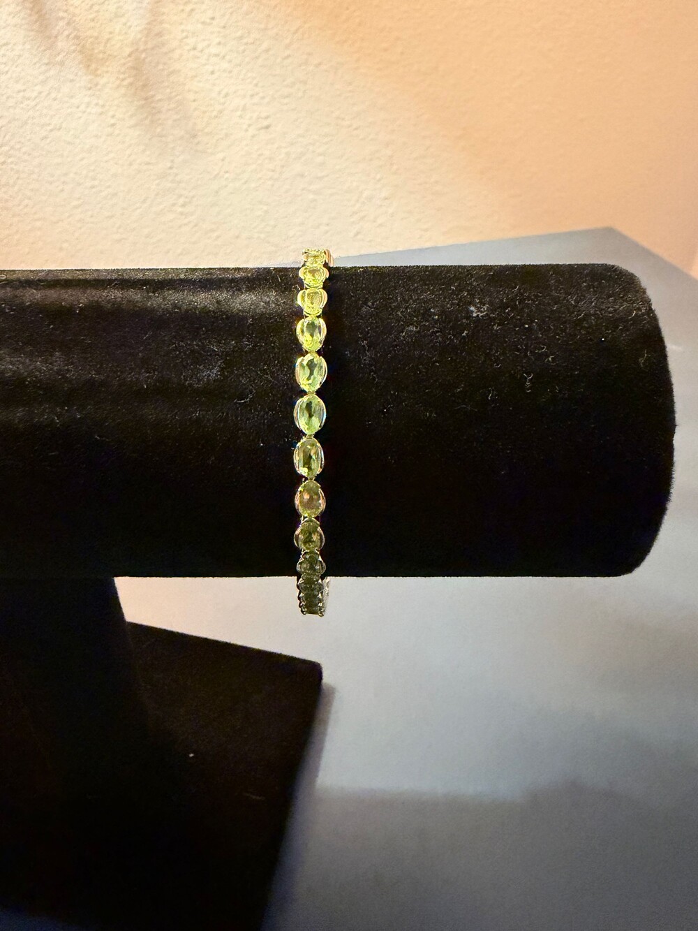 Affinity Gems Oval Cut Gem Tennis Bracelet, 14K Plated Sterling Peridot - Picture 2 of 5